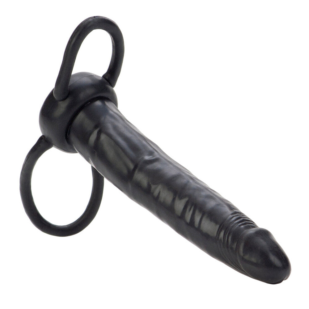 Accommodator Dual Penetrator Black Dildo|Side View|"penetrator detail - side view"