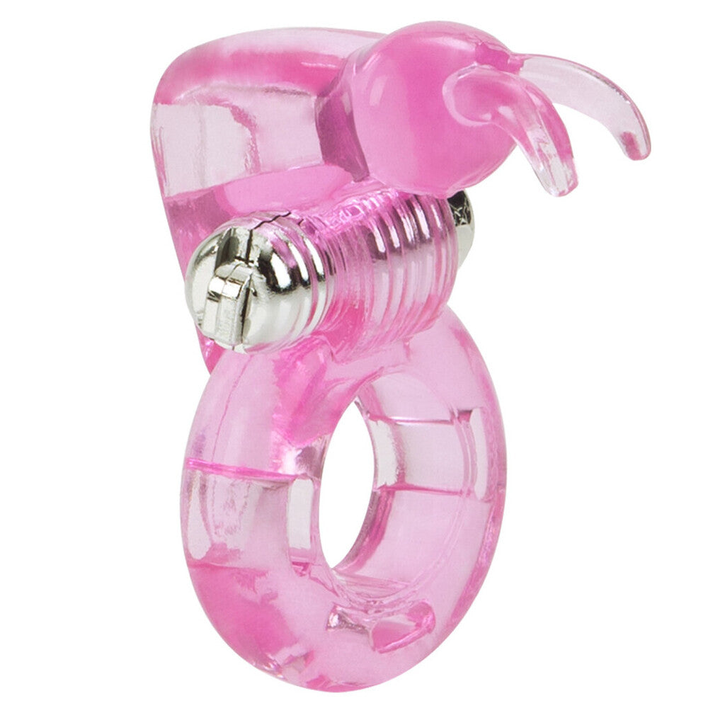 Basic Essentials Bunny Enhancer Cock Ring With Stimulator|Front View|"bunny design - front view"