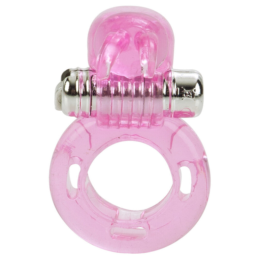 Basic Essentials Bunny Enhancer Cock Ring With Stimulator|Side View|"enhancer detail - side view"