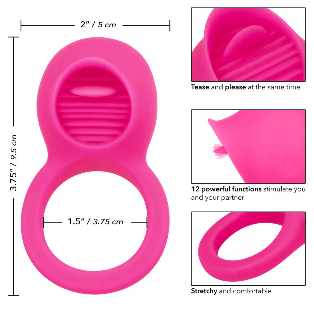 Rechargeable Teasing Tongue Enhancer Cock Ring|Side View|"teasing detail - side view"
