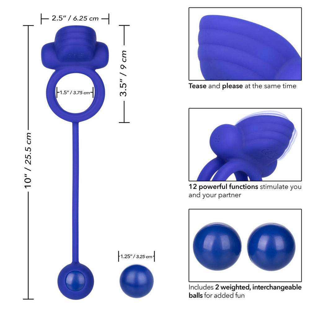 Rechargeable Dual Rockin Rim Enhancer Cock Ring|Side View|"rim detail - side view"