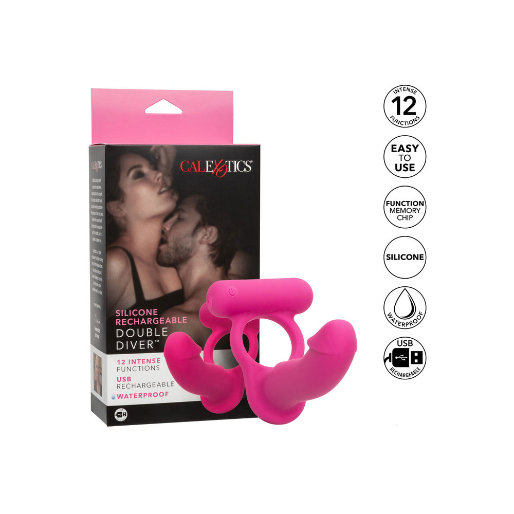 Silicone Rechargeable Double Diver Stimulator|Detail View|"surface detail - detail view"