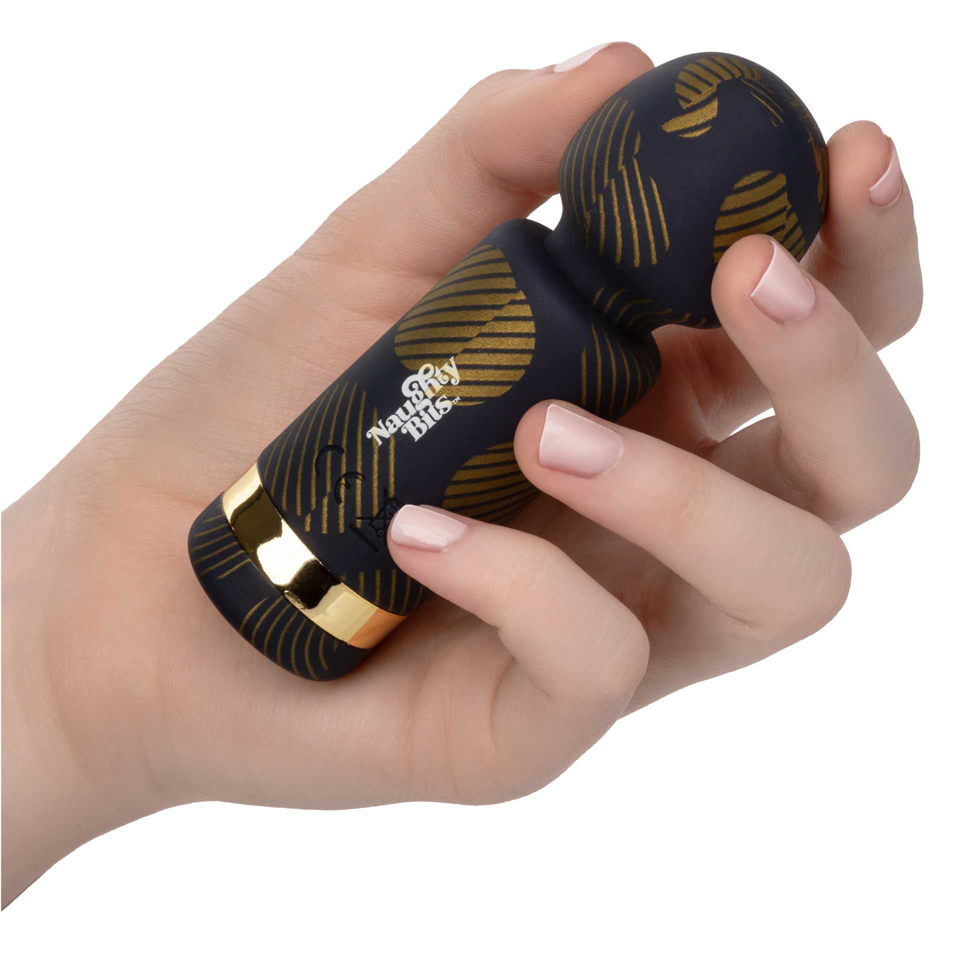 Naughty Bits Lit Clit Teenie Weenie Wand|Side|"compact rechargeable wand massager - side view"