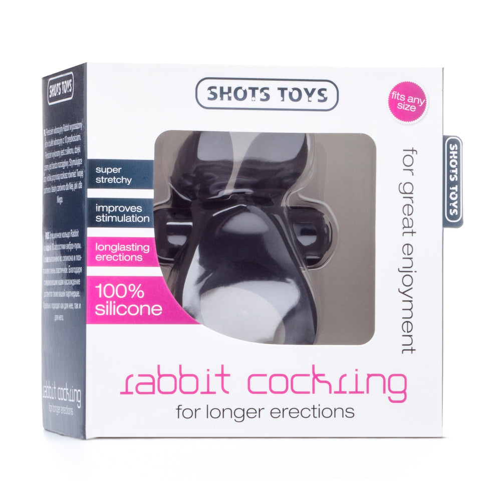 Shots Rabbit Vibrating Cock Ring Black|Side View|"black detail - side view"