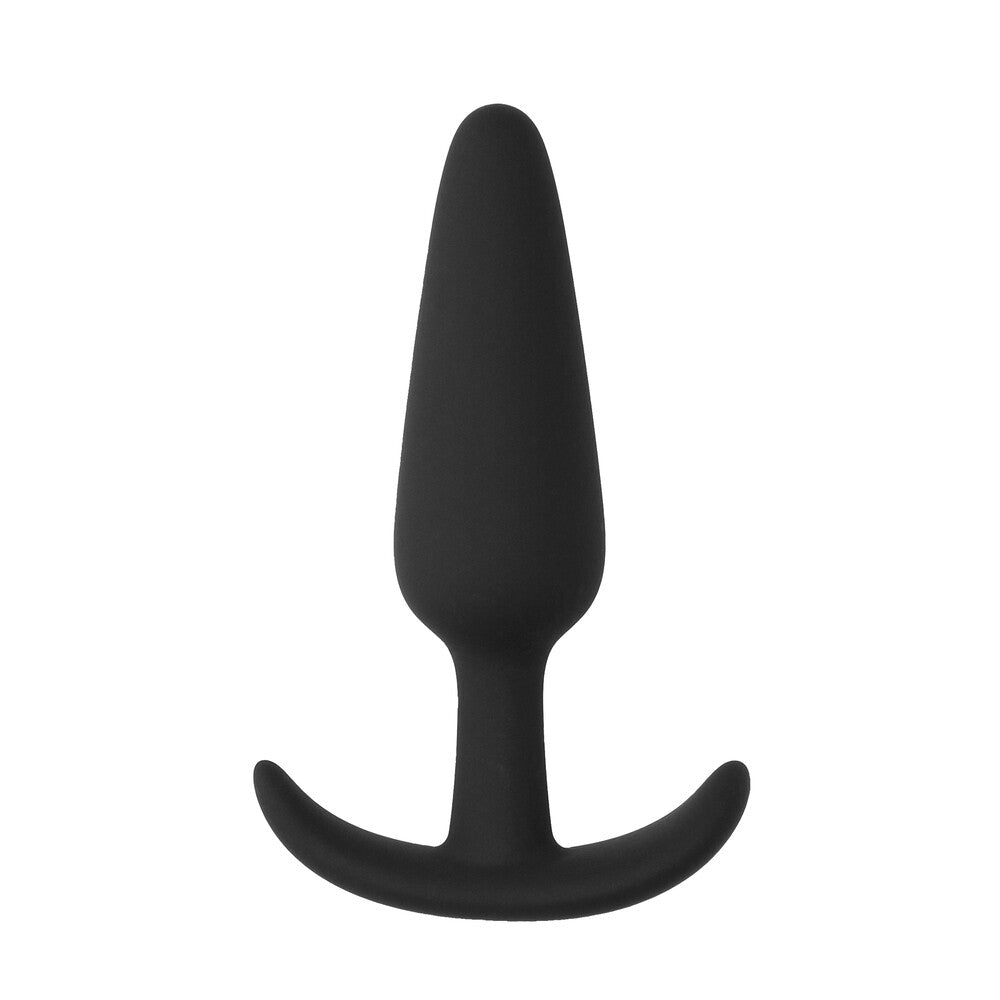 Beginners Size Slim Butt Plug Black|Front View|"slim black plug-front view"|
