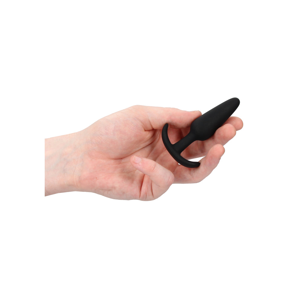 Beginners Size Slim Butt Plug Black|Side View|"beginner design-side view"|