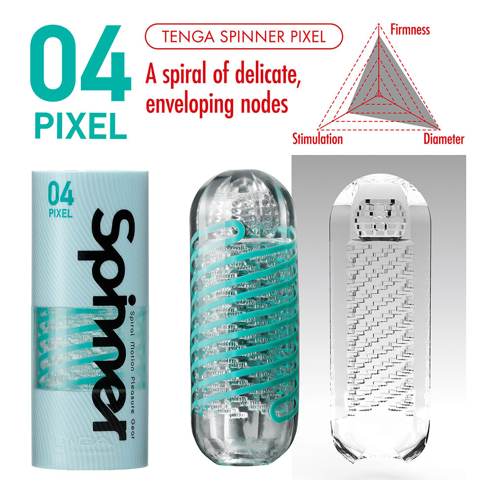 Tenga 04 Pixel Spinner Masturbator|Side View|"spinner detail - side view"