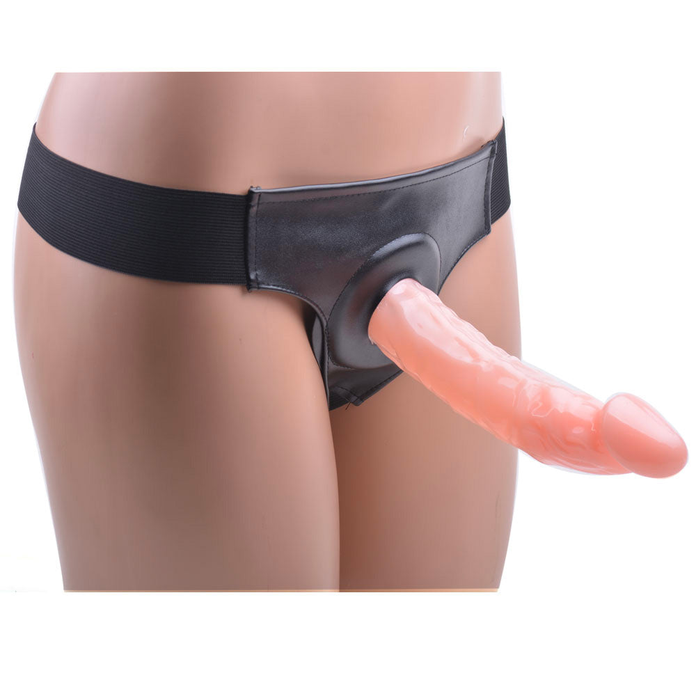 Hollow Strap On With Harness|Side View|"harness detail - side view"