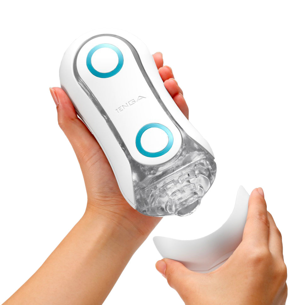Tenga Flip Orb Blue Rush Masturbator|Side View|"orb detail - side view"