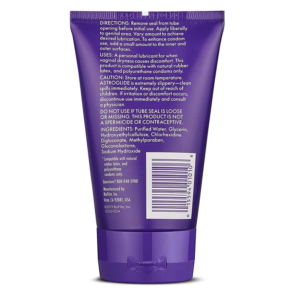 Astroglide Gel Lubricant 4oz|Side View|"bottle detail-side view adult toys direct"|