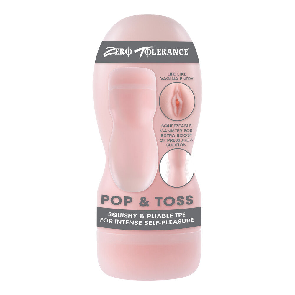 Zero Tolerance Pop And Toss Stroker Flesh Pink|Front View|"pop design - front view"