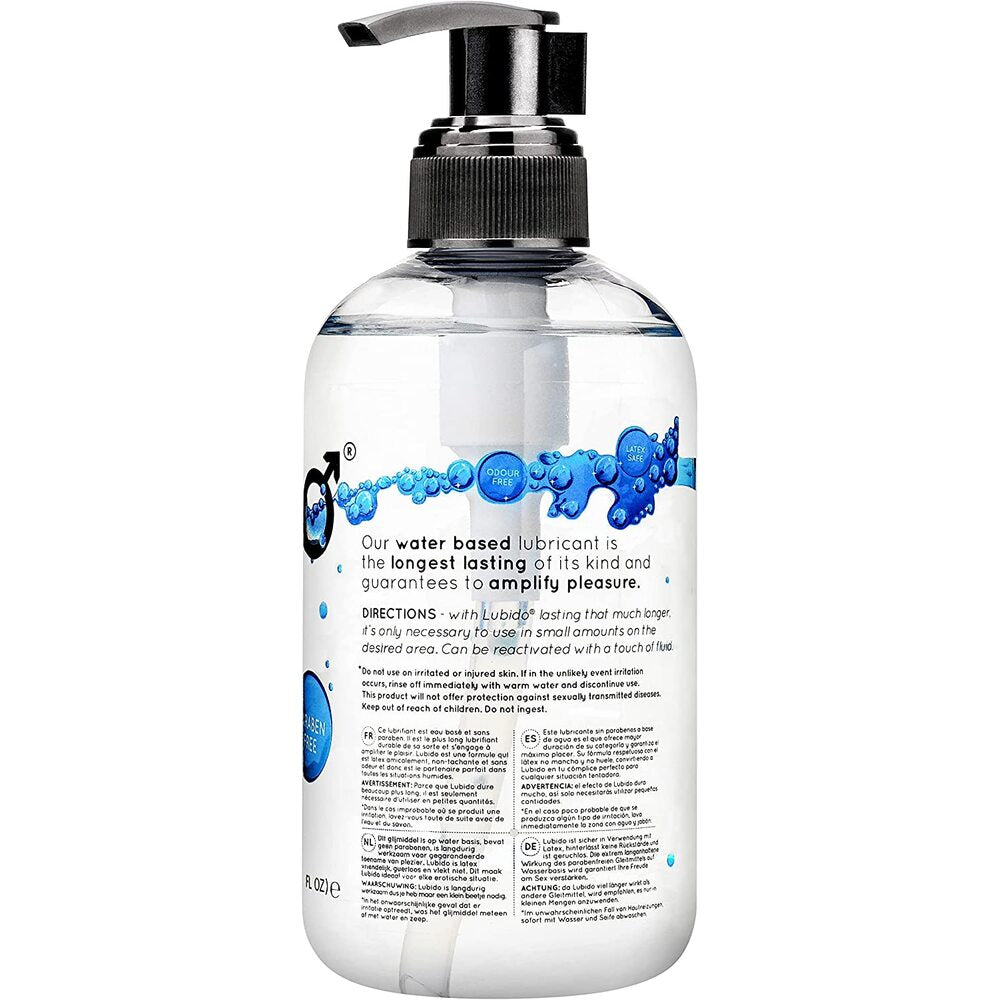 Lubido 250ml Paraben Free Water Based Lubricant|Side View|"bottle detail-side view adult toys direct"|