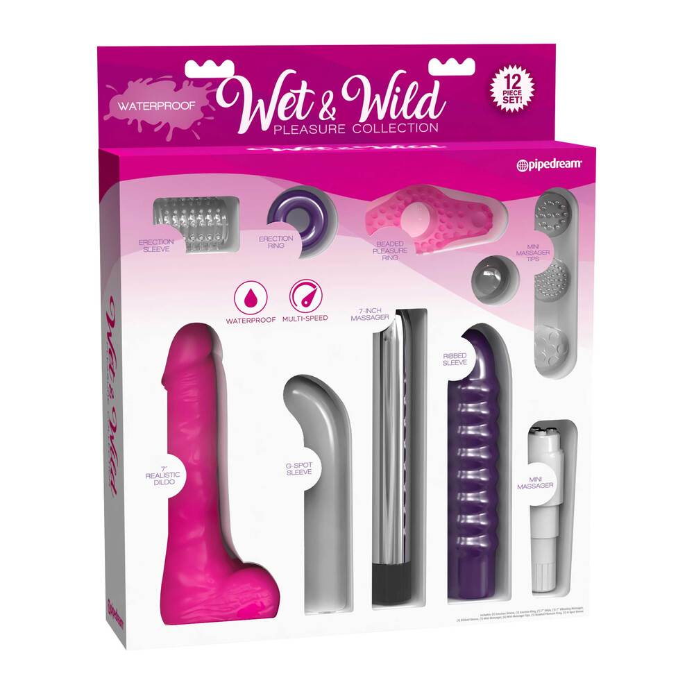 Wet and Wild 15 Piece waterproof Kit|Back View|"waterproof pleasure set - back view"