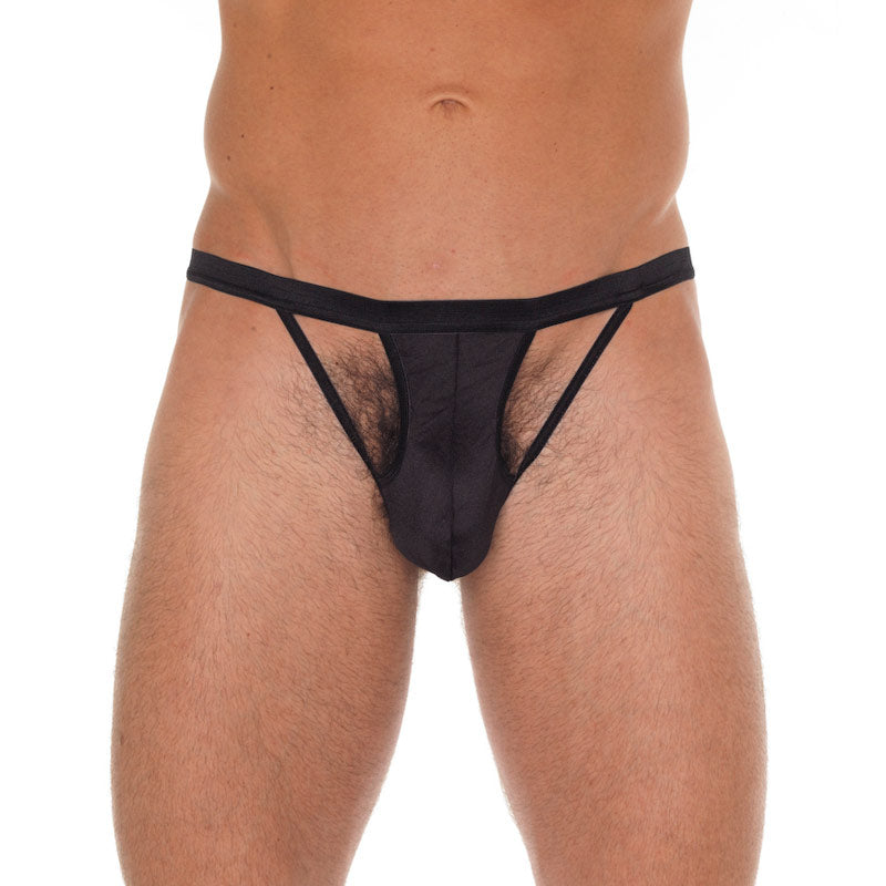 Mens Cut Out GString Black|Front View|"cut out design-front view"|