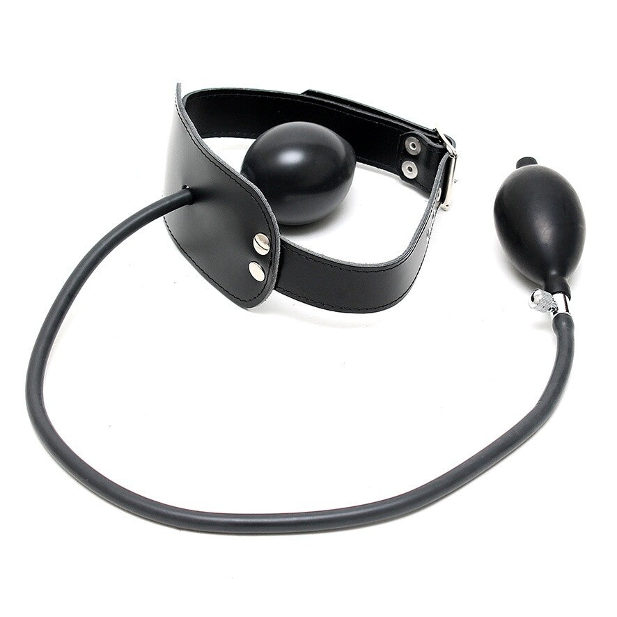 Leather Inflatable Gag|Front View|"inflatable gag-front view"|