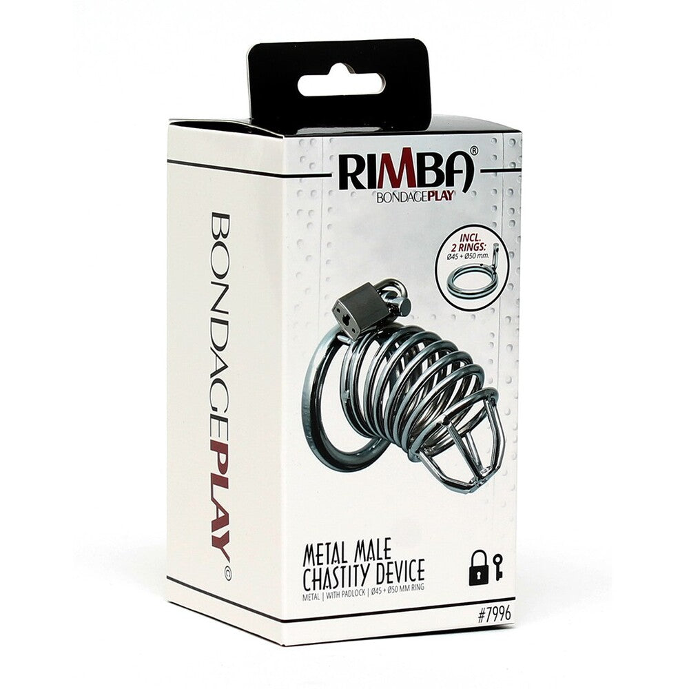 Chrome Chastity Cock Cage|Back View|"cage closure-back view adult toys direct"|