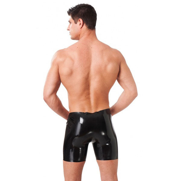 Latex Mens Bermuda Shorts|Side View|"short features-side view"|