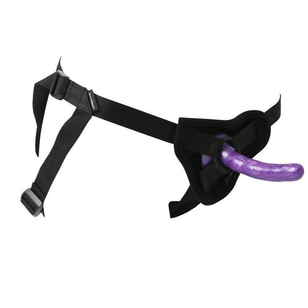 SportSheets New Cummers Strap On Dildo Kit|Side View|"strap detail - side view"