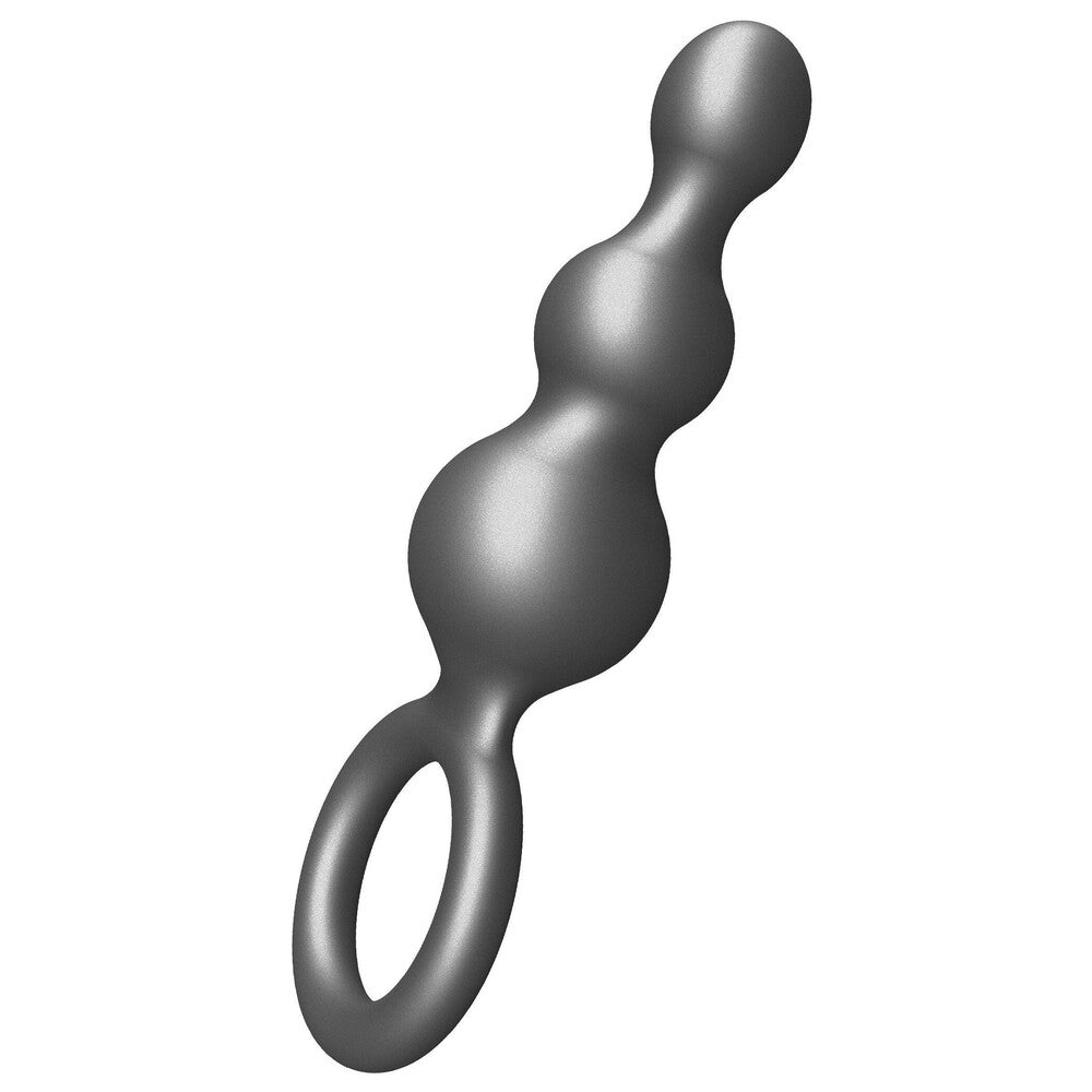 ToyJoy Buttocks The Stuffer 3 Balls Metallic Silicone Plug | Front View | "3 balls metallic plug - front view"