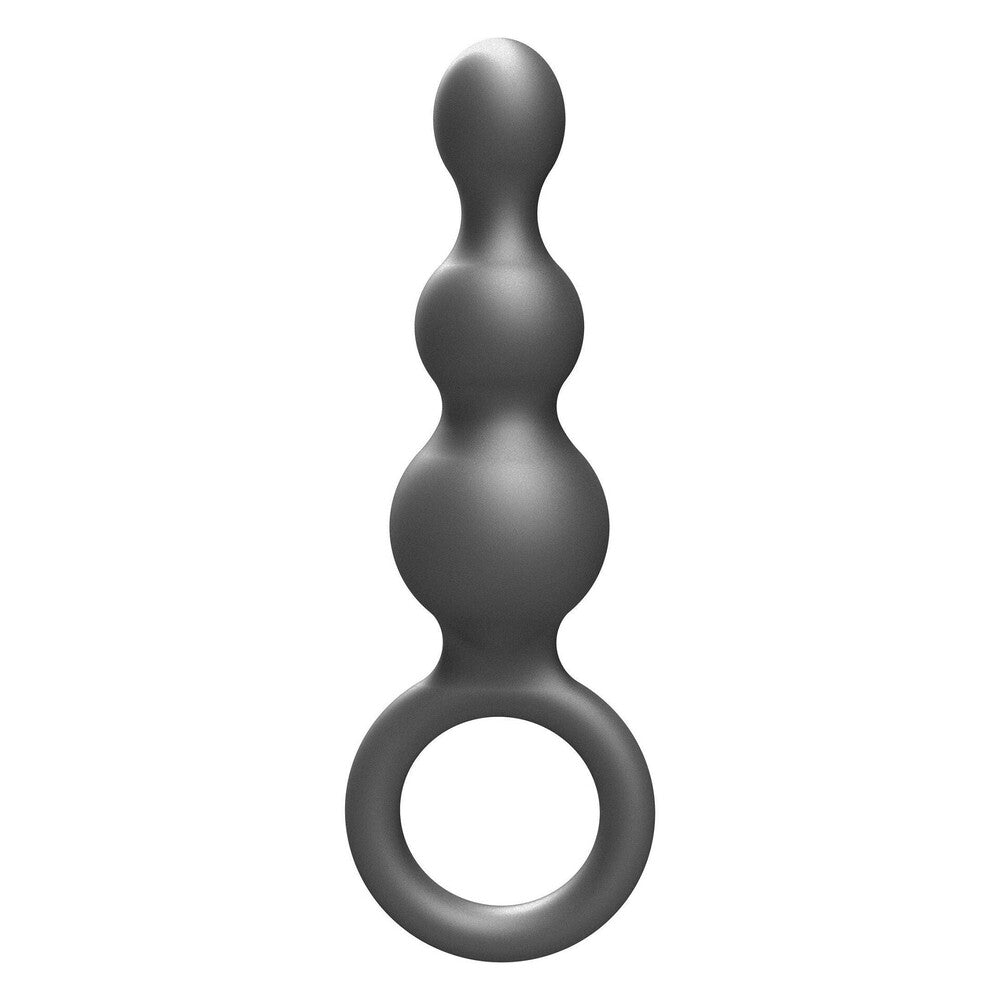 ToyJoy Buttocks The Stuffer 3 Balls Metallic Silicone Plug | Side View | "3 balls metallic plug - side view"