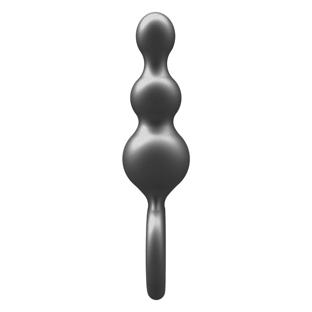 ToyJoy Buttocks The Stuffer 3 Balls Metallic Silicone Plug | Back View | "3 balls metallic plug - back view"