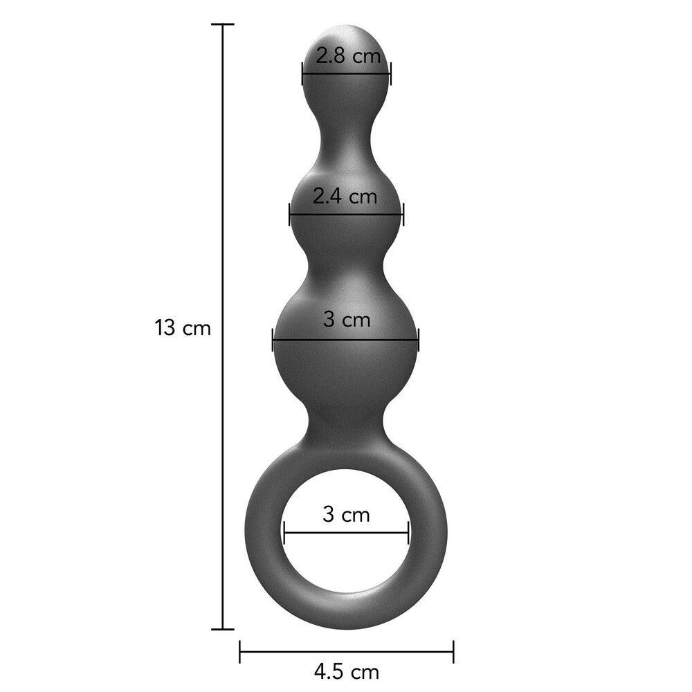 ToyJoy Buttocks The Stuffer 3 Balls Metallic Silicone Plug | Detail View | "3 balls metallic plug - detail view"