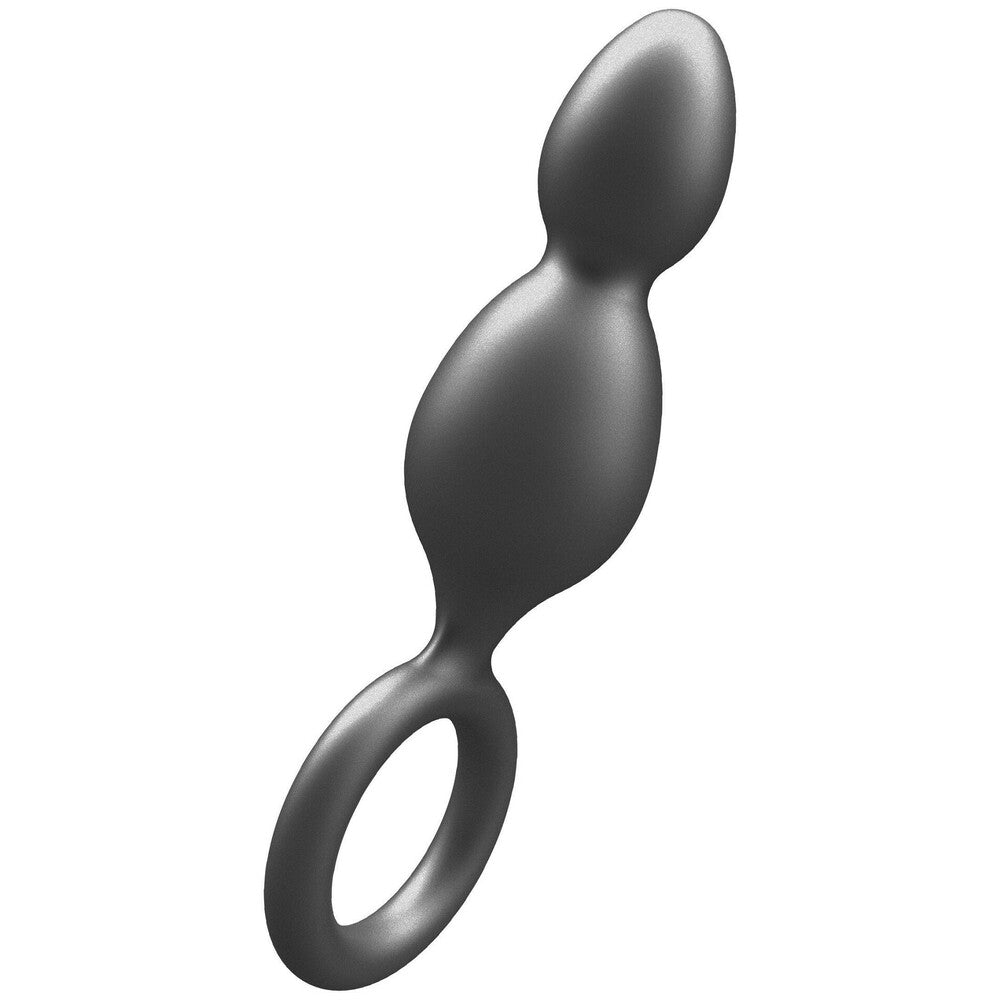 ToyJoy Buttocks The Plugger 2 Balls Metallic Silicone Plug | Front View | "2 balls metallic plug - front view"