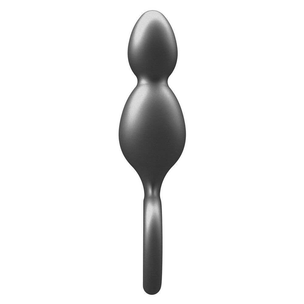 ToyJoy Buttocks The Plugger 2 Balls Metallic Silicone Plug | Back View | "2 balls metallic plug - back view"