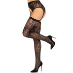 Leg Avenue Lace Stockings And Garterbelt Black|Garter View|"Black lace stockings with garter belt - garter attachment"