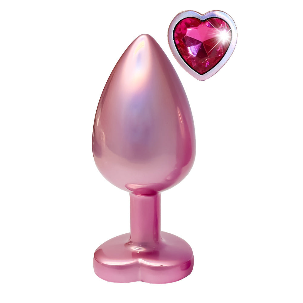 Gleaming Love Pearl Pink Butt Plug Large | Detail View | "Large pink pearl plug - feature detail"