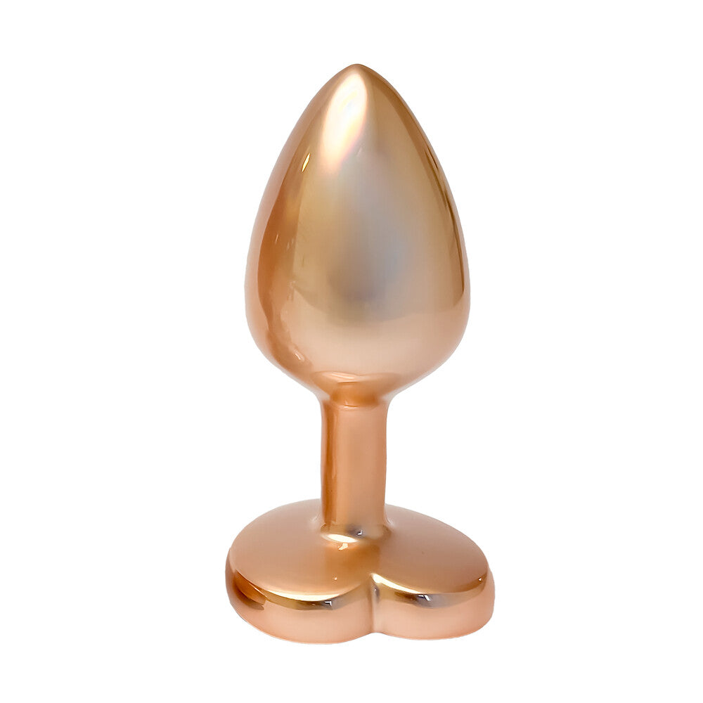 Gleaming Love Pearl Gold Butt Plug Small | Front View | "Small gold-toned anal plug - main view"