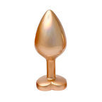 Gleaming Love Pearl Gold Butt Plug Medium | Front View | "Medium gold-toned anal plug - main view"