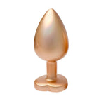 Gleaming Love Pearl Gold Butt Plug Large | Front View | "Large gold-toned anal plug - main view"