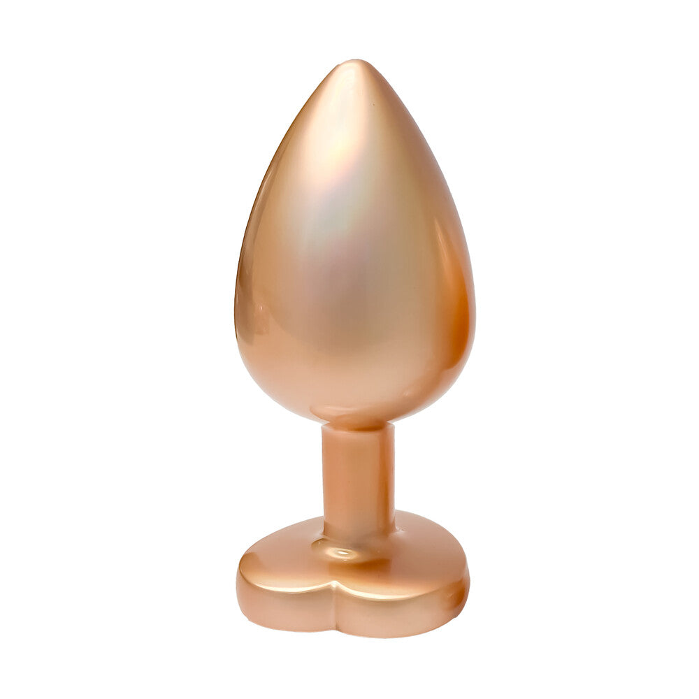 Gleaming Love Pearl Gold Butt Plug Large | Front View | "Large gold-toned anal plug - main view"