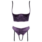 Cottelli Satin Quarter Cup Bra Set | Back View | "Quarter cup set - back view"