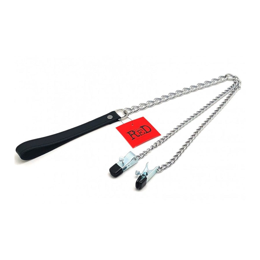 Nipple Clamps with Lead 40cm | Side View | "40cm nipple clamps - side view"