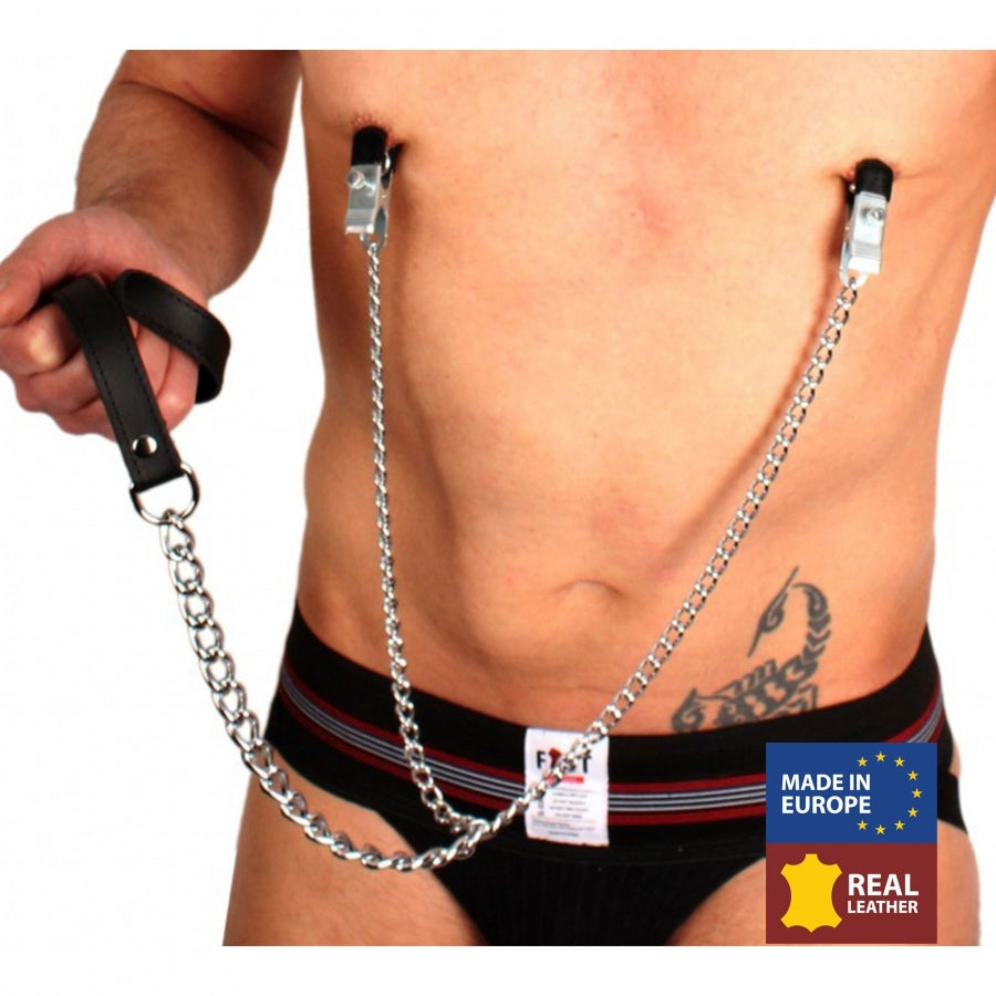 Nipple Clamps with Lead 40cm | Back View | "40cm nipple clamps - back view"