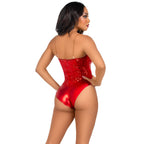 Leg Avenue Sequin Boned Bodysuit Red | Side View | Feature Detail
