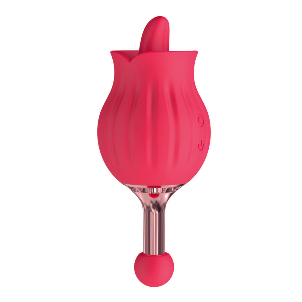 ClitTastic Rose Bud Dual Massager Rechargeable | Back View | "Rose bud massager - back view"