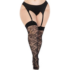 Leg Avenue Wild Rose Net Thigh Highs UK 14 to 18 | Back View | "Rose net thigh highs - back view"