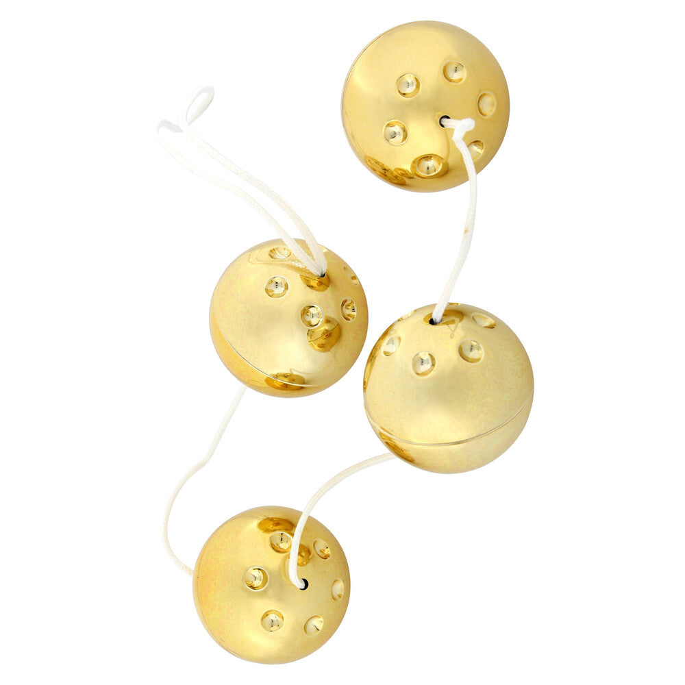 4 Gold Vibro Balls|Product View|"Gold spheres - product view"