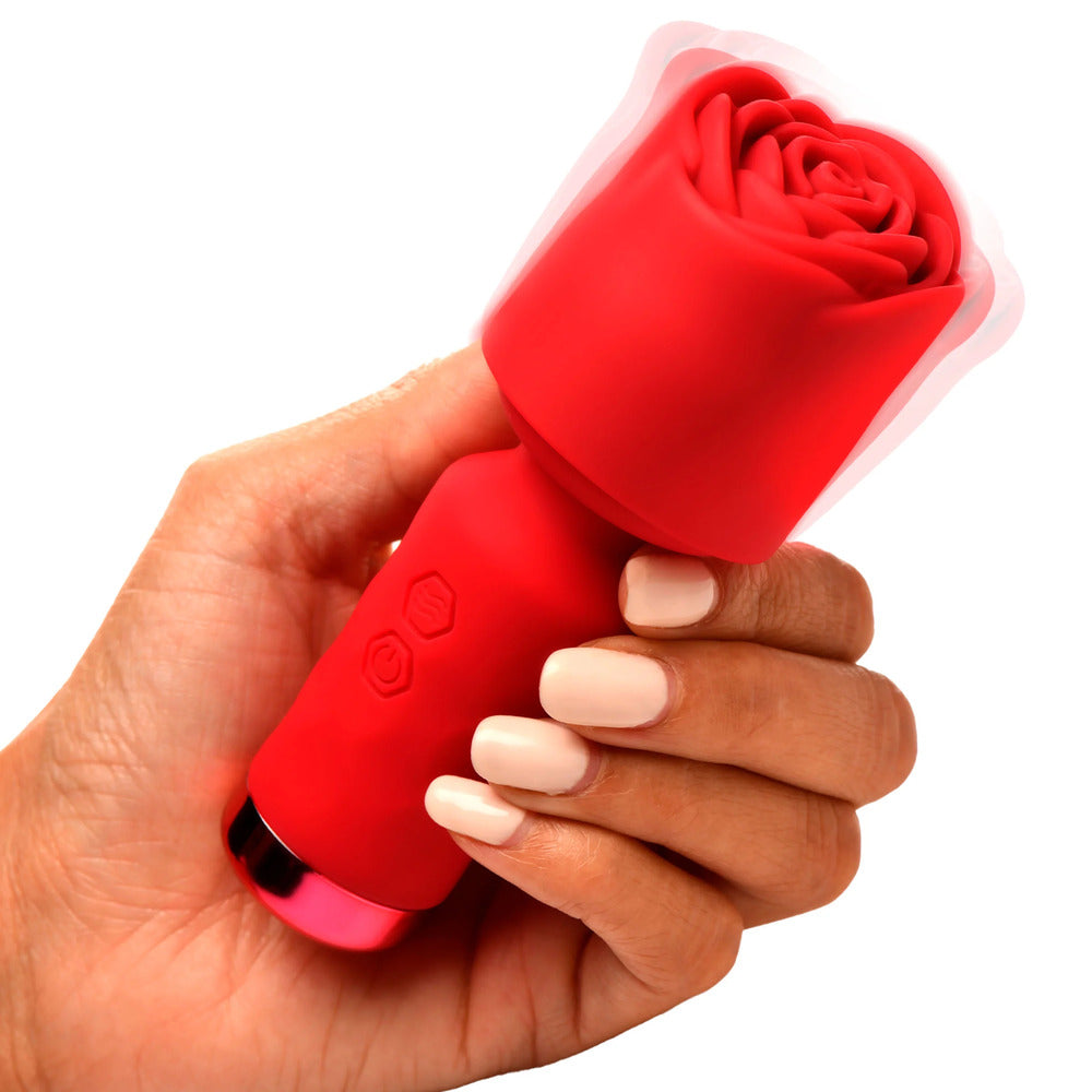 XR Bloomgasm Rose Petite Mini Wand|Feature View|"Mini rose wand - features"