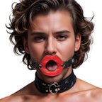 Juicy Lips Silicone Open Mouth Gag | Side Angle | Detail View