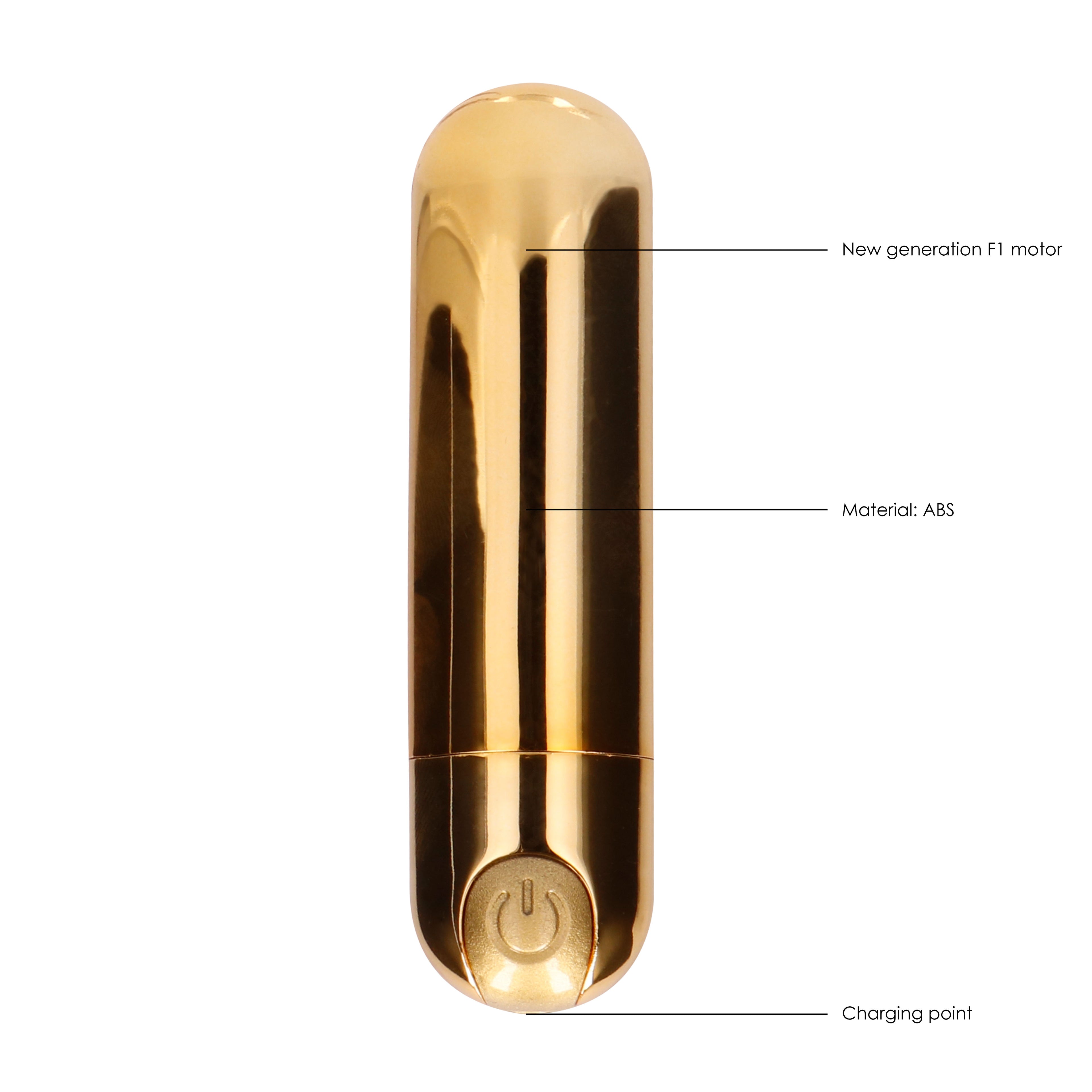 10 speed Rechargeable Bullet Gold|Feature View|"Gold bullet - features"