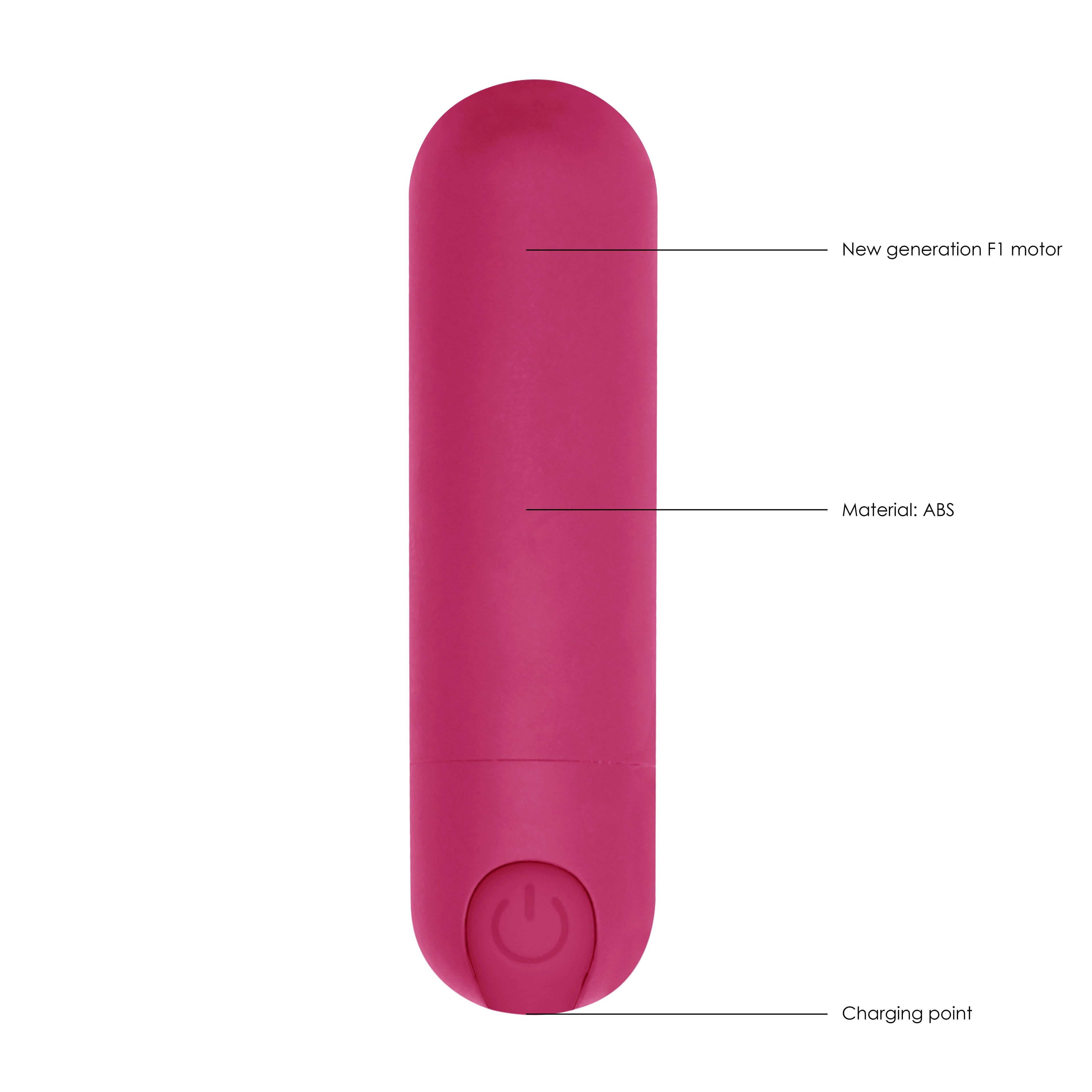 10 speed Rechargeable Bullet Pink|Feature View|"Pink bullet - features"