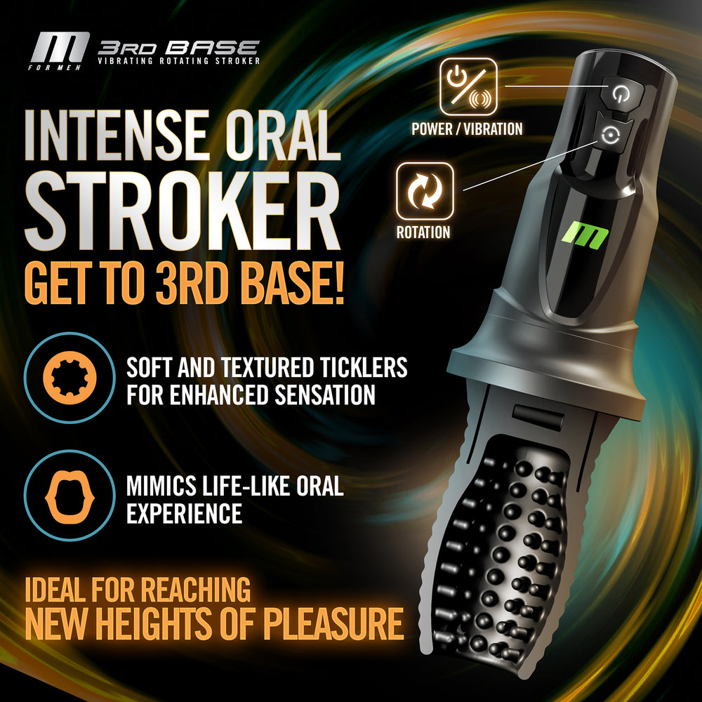 3RD Base Vibrating Rotating Masturbator | Angle View | Complete Design