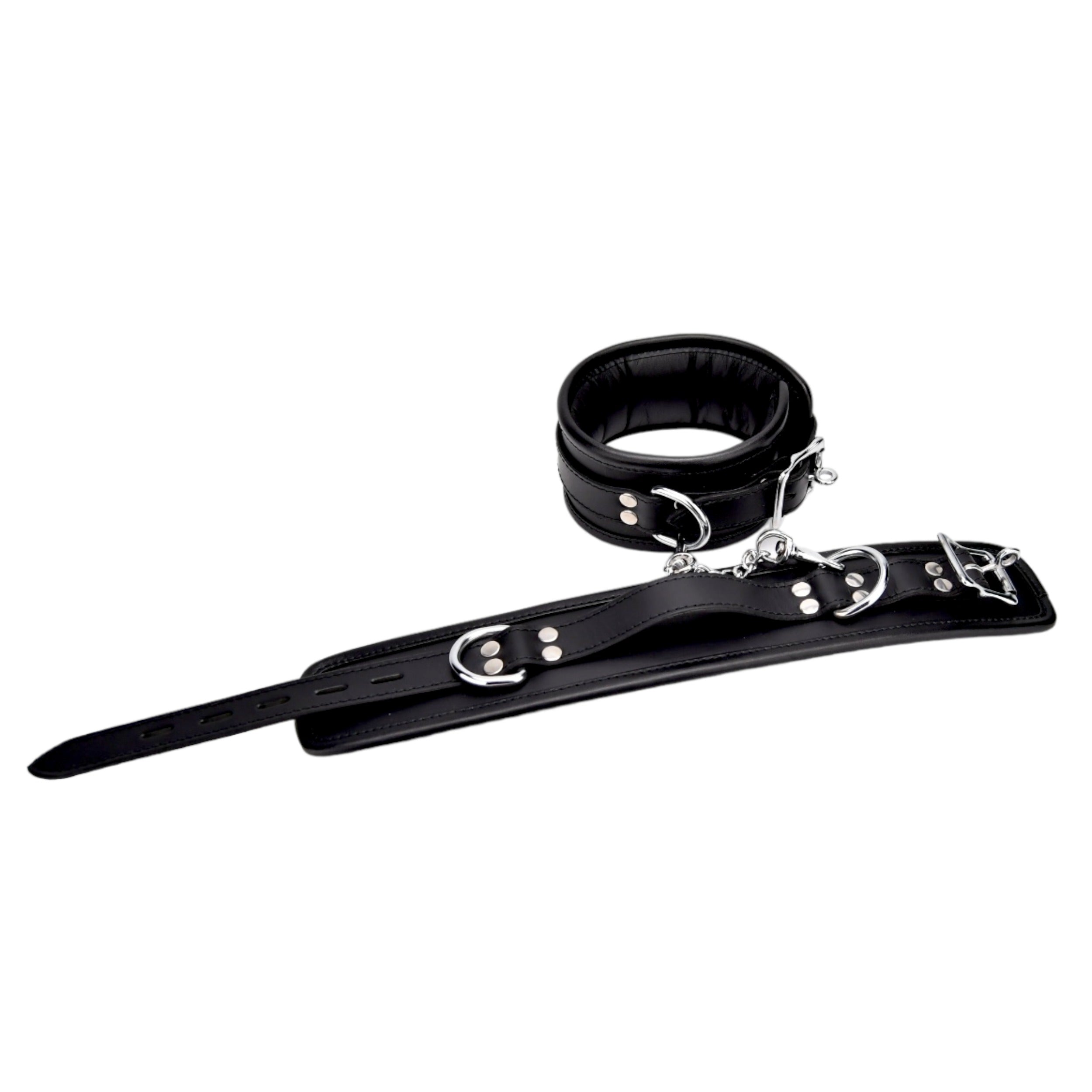 BOUND Leather Wrist Restraints|Side View|"leather wrist cuffs - side view"