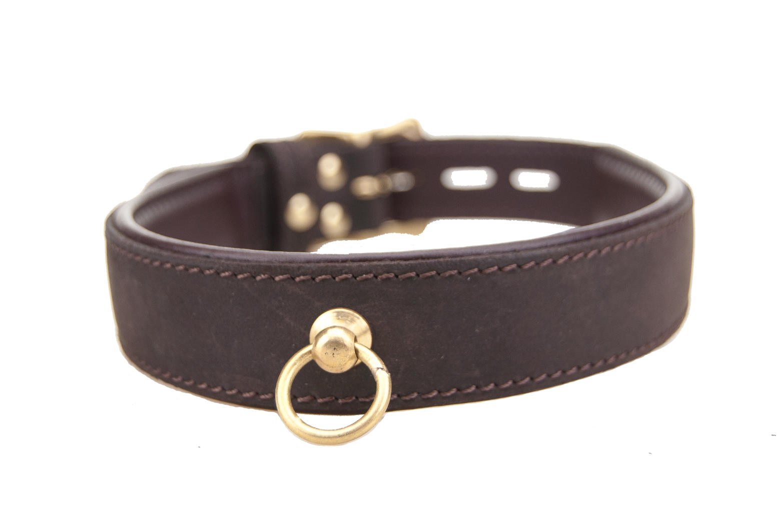 BOUND Nubuck Leather Choker with 'O' Ring | Front View | Black leather choker with metal o-ring attachment