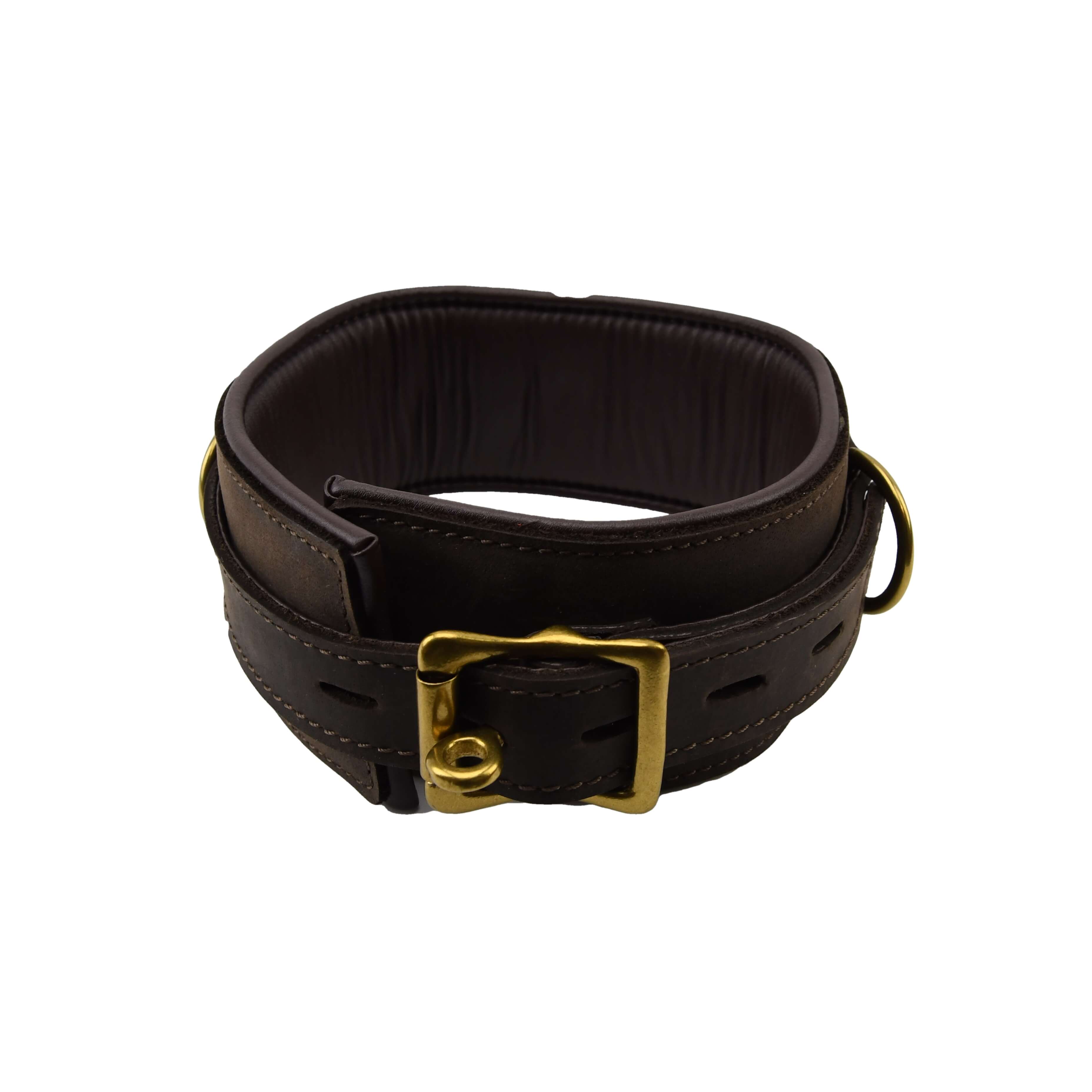 BOUND Nubuck Leather Collar | Front View | Adjustable leather collar with d-ring