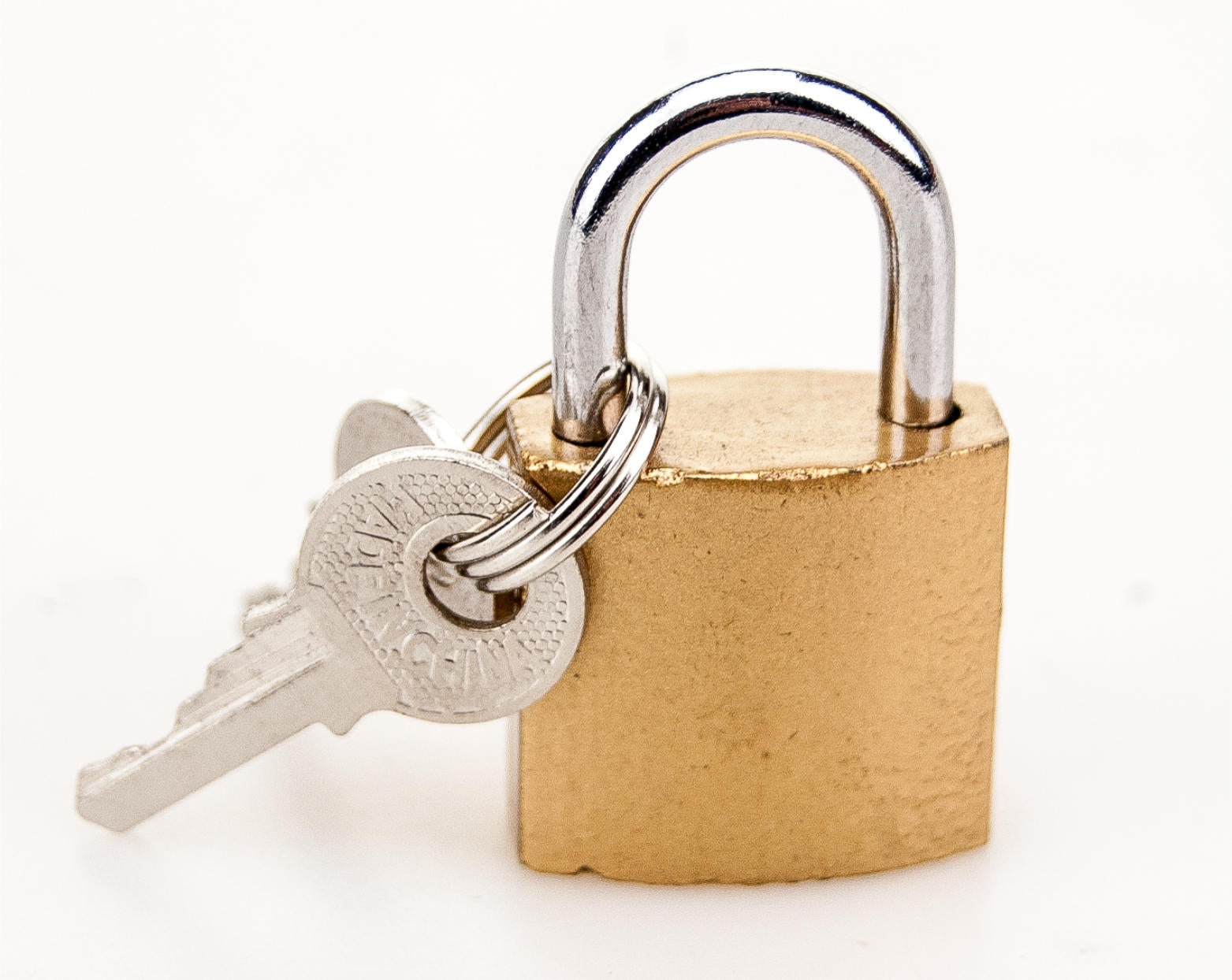 BOUND Padlock and Key | Front View | Metal bondage padlock with matching key